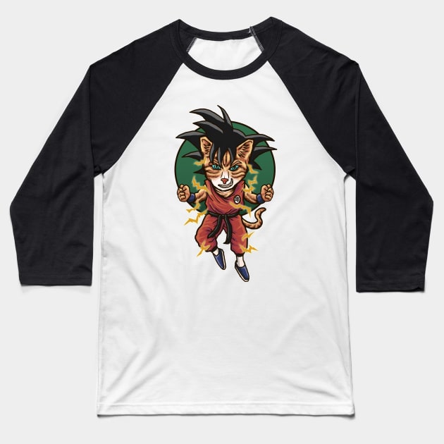 Son Goku Cat Saiyan Baseball T-Shirt by haqrifkii